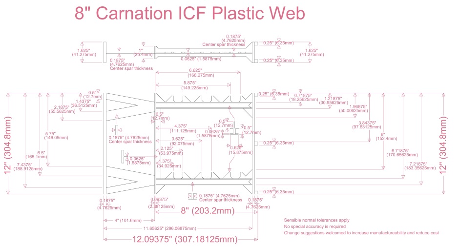 8in Carnation Icf Plastic Web