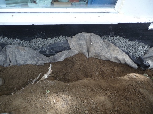 Backfilling with crushed rock and soil