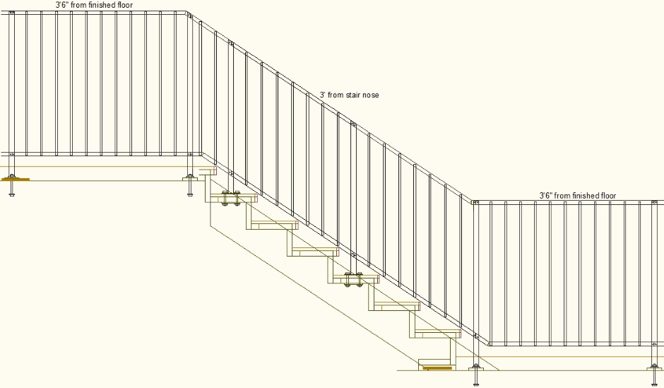 Railings On Stairs Drawing