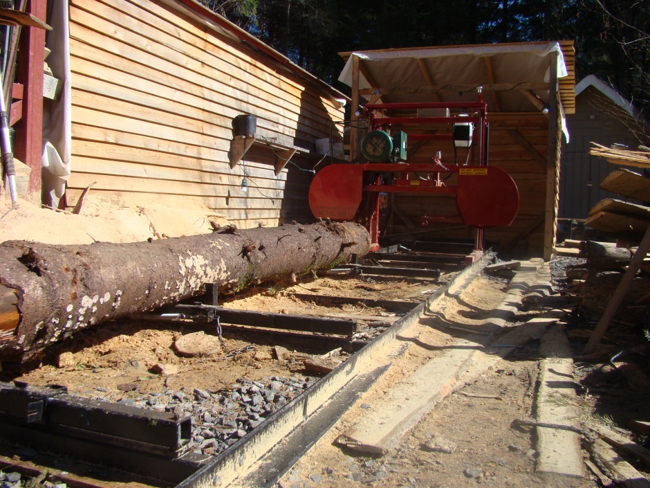 Sawmill with log